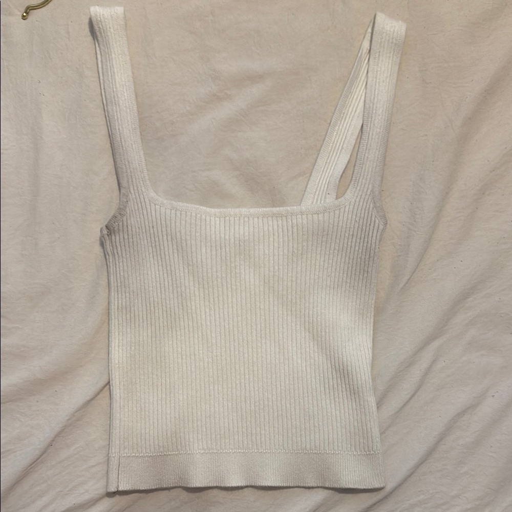 Garage White Ribbed Tank Top